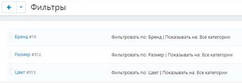 Список фильтров в CS-Cart